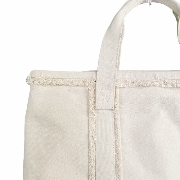J. Jill 100% Cotton Canvas Tote Bag Sturdy Market Beach Vacation Overnight Bag - Picture 2 of 9